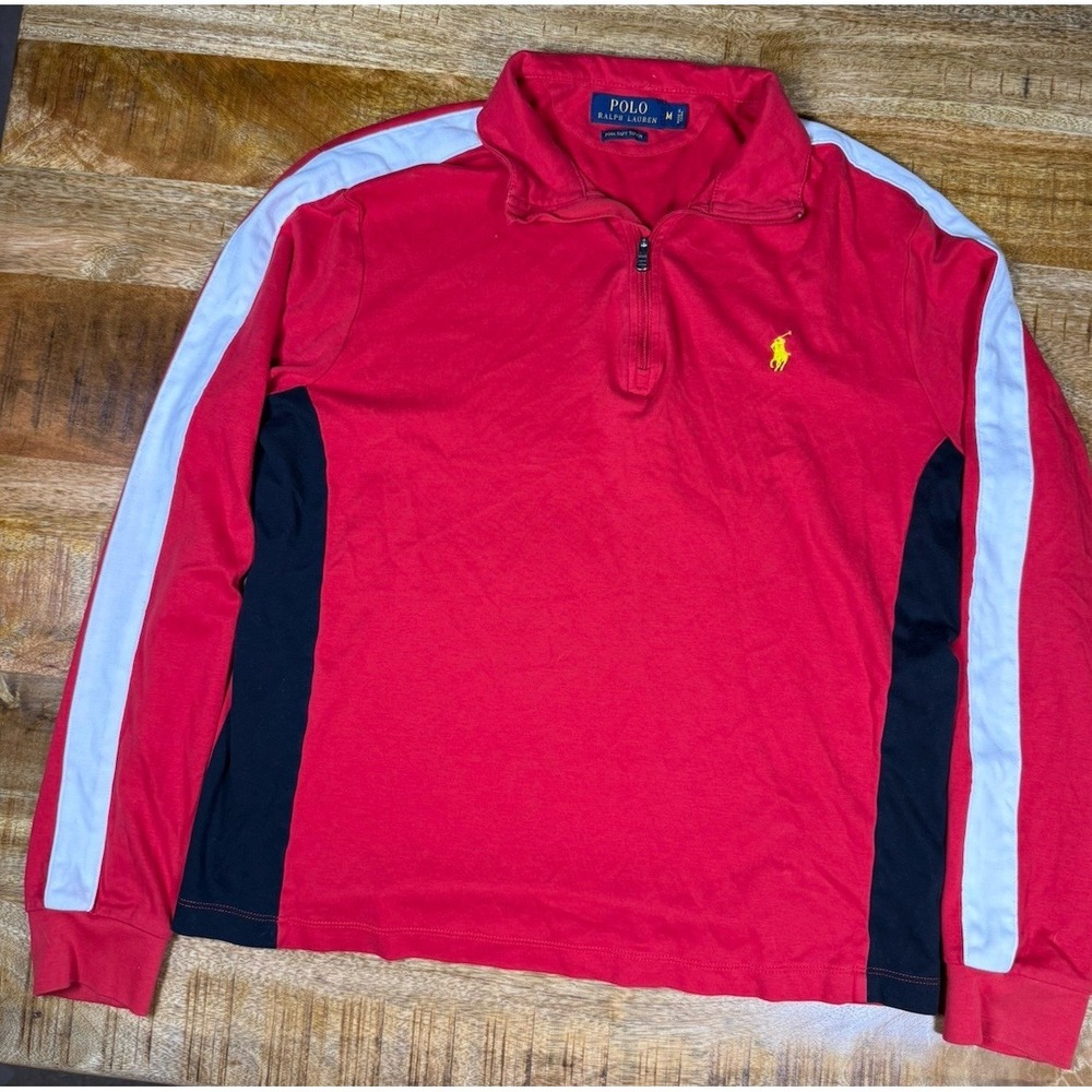Polo Ralph Lauren Pima Soft Touch Quarter Zip Pullover Red Mens Medium Pony